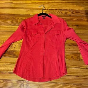Theory Red Button-Down Shirt